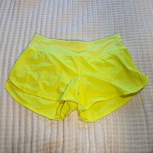 lululemon NWOT Speed Up Shorts Mid-Rise 4 inch Neon Yellow
